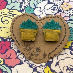 3 for $12 - Handmade Resin Plant Sterling Silver Earrings